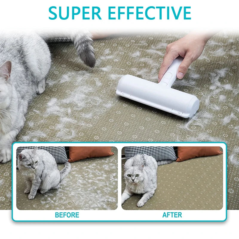 Pet Hair Roller Remover Lint Brush 2-Way Dog Cat Comb Tool Convenient Cleaning Dog Cat Fur