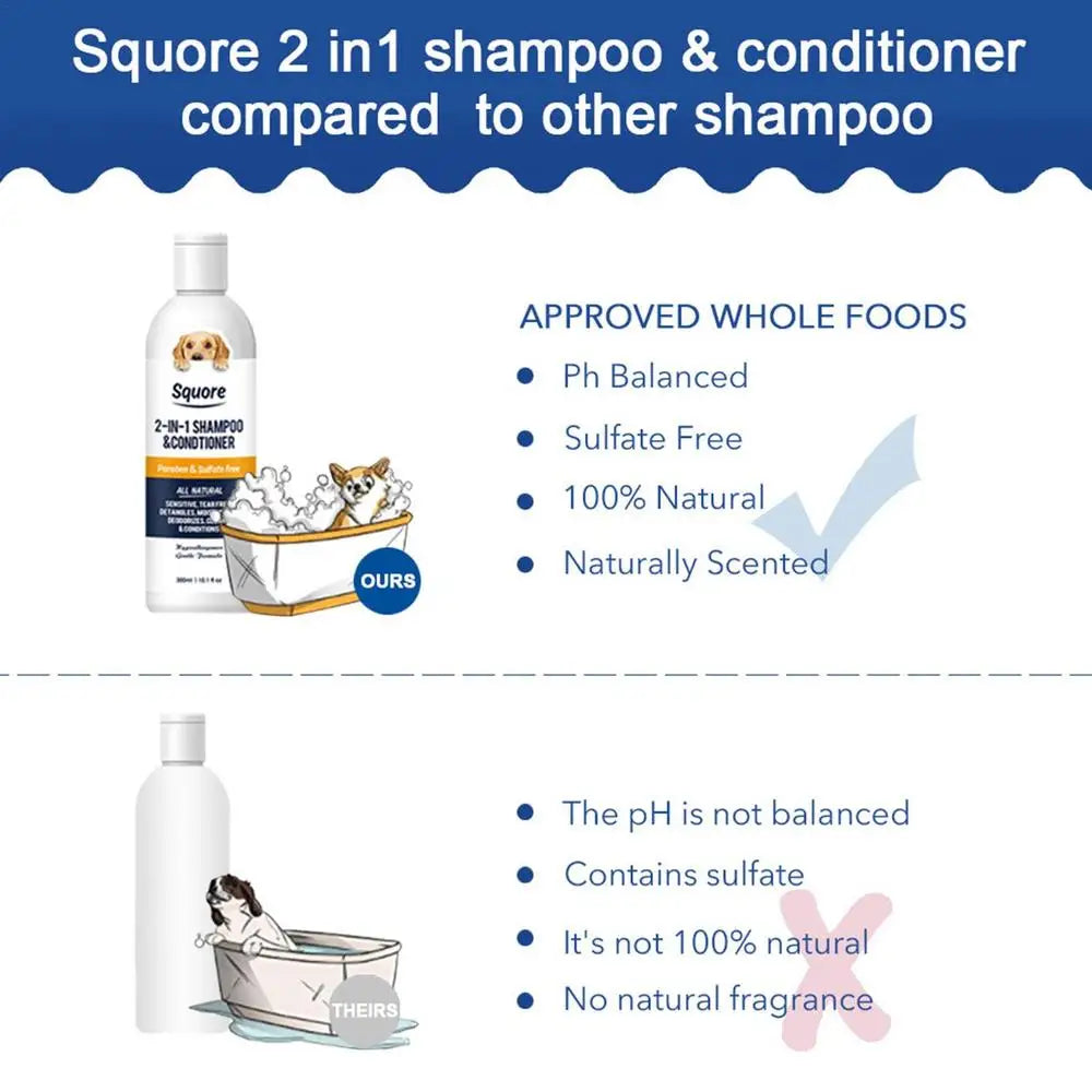 Dog Shampoo and Conditioner 2 in 1 Pet Shower Gel Moisturizing Dog Shampoo for Sensitive Skin PH Balanced Shampoo Dog Wash