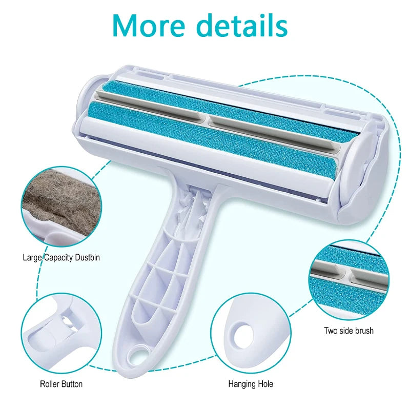 Pet Hair Roller Remover Lint Brush 2-Way Dog Cat Comb Tool Convenient Cleaning Dog Cat Fur