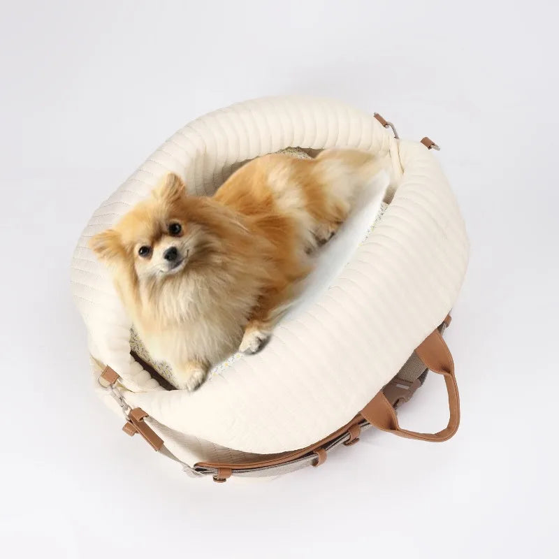 Luxury Dog Carrier Handbag Car Seat Pet Travel Bed for Small Dogs Cat Portable Washable Puppy Carrier Tote Safety Pet Booster