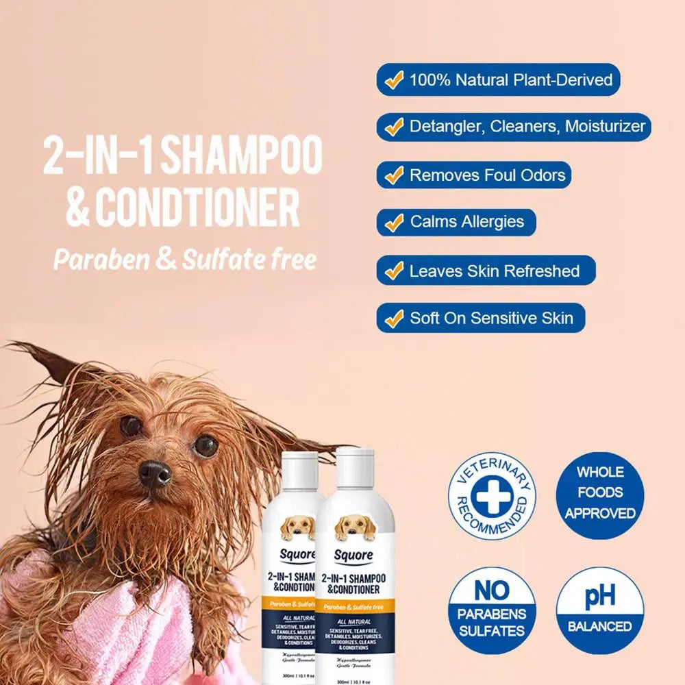 Dog Shampoo and Conditioner 2 in 1 Pet Shower Gel Moisturizing Dog Shampoo for Sensitive Skin PH Balanced Shampoo Dog Wash